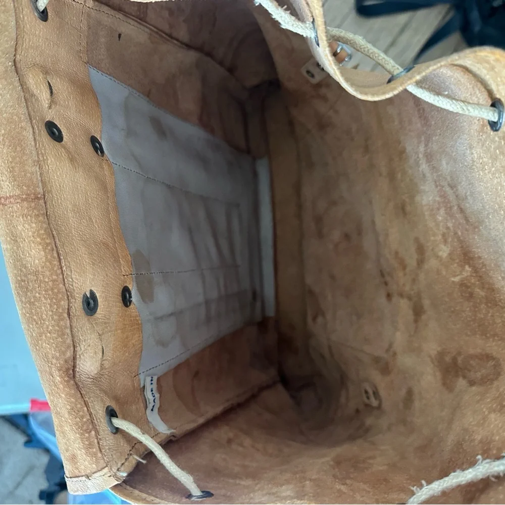 Large Tan Leather Backpack - Picture 3 of 3